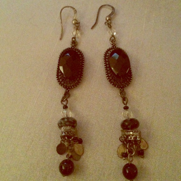 Black beaded drop earrings