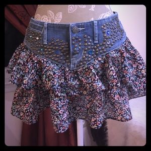 Express , ruffled, denim , studded  size 2 skirt!