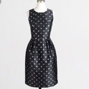 J Crew Navy Metallic Dot Jacquard Dress