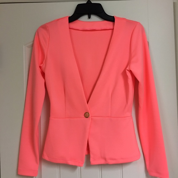 Hot pink / coral one button blazer