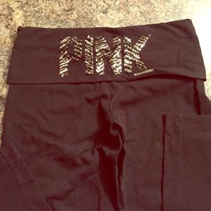 PINK brand black sequin yoga pants. Size medium.