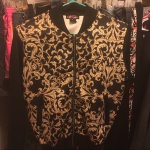 Black and gold chain bomber jacket