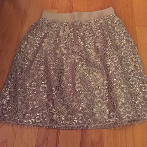 J. Crew metallic lace skirt