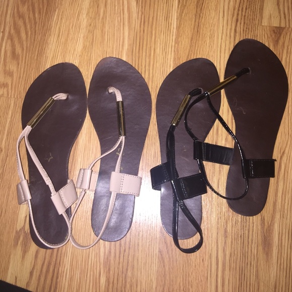 black & nude sandals