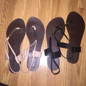 black & nude sandals