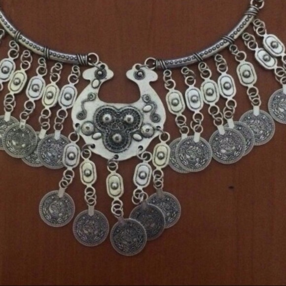 Bohemian Turkish Silver Coin Necklace -New - Picture 2 of 3