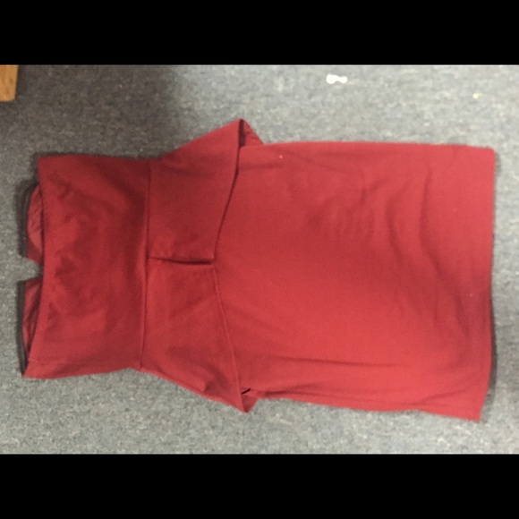 Maroon strapless peplum dress - Picture 2 of 2