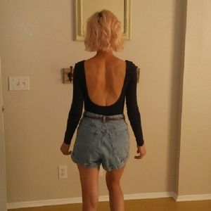 American Apparel navy long sleeve bodysuit