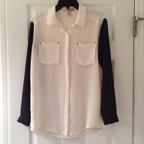 Black & off white button down