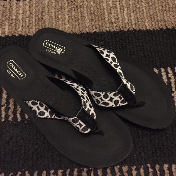 Coach Shoes - Coach black flip flops