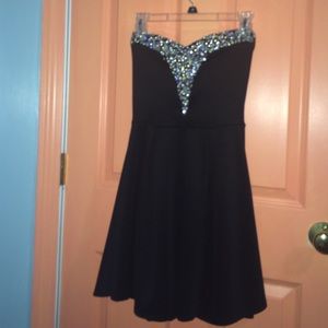 Black Strapless Fit and Flare Skater Dress-Small