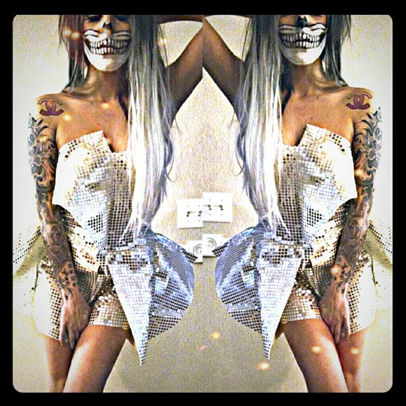 Lady gaga silver sequence dress
