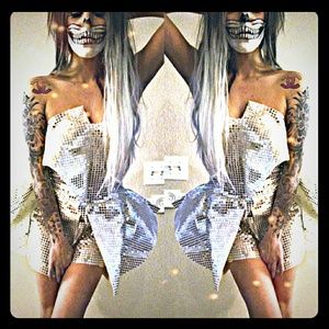 Lady gaga silver sequence dress