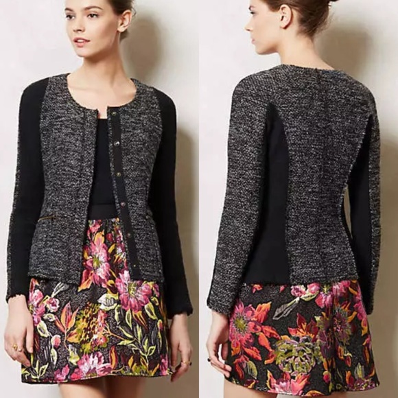 Anthropologie glimmered tweed jacket
