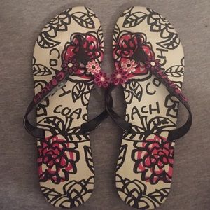 Coach flower flip flops