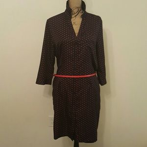 Polka dot t-shirt dress with red belt
