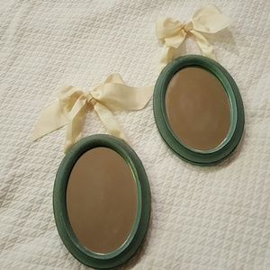 2 wall turquoise mirrored with cream bows