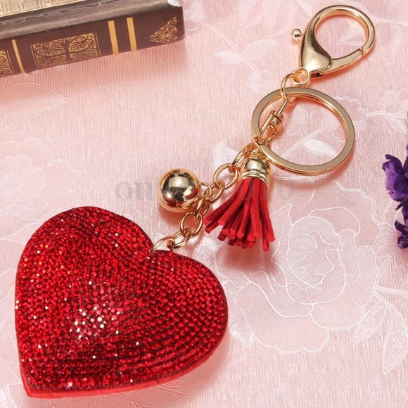 Accessories - In stock!  Red Rhinestone Keychain Charm in Red!