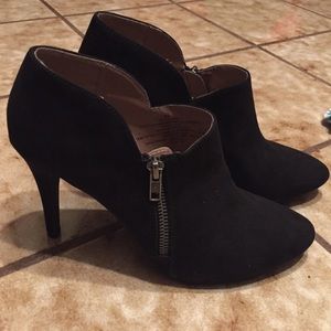 Black faux suede booties