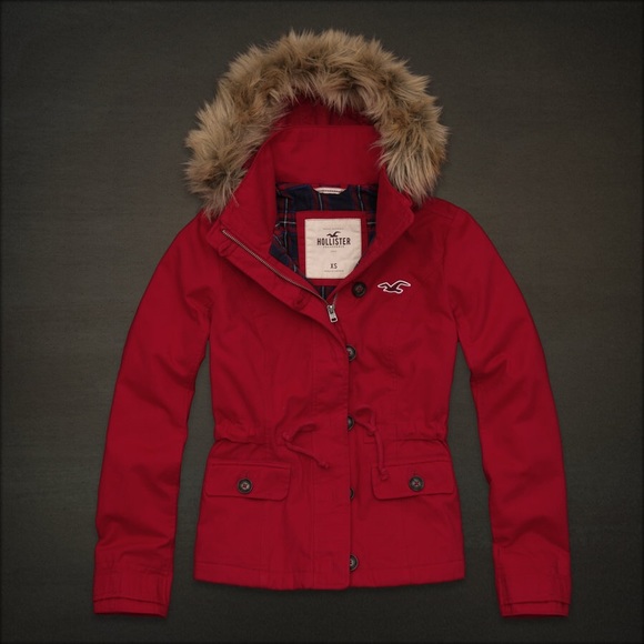 Red Hollister hooded coat