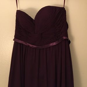 Eggplant color bridesmaids dress-floor length
