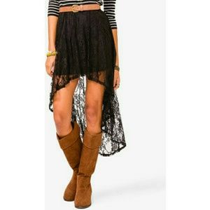 SOLD Forever 21 cascading black lace skirt
