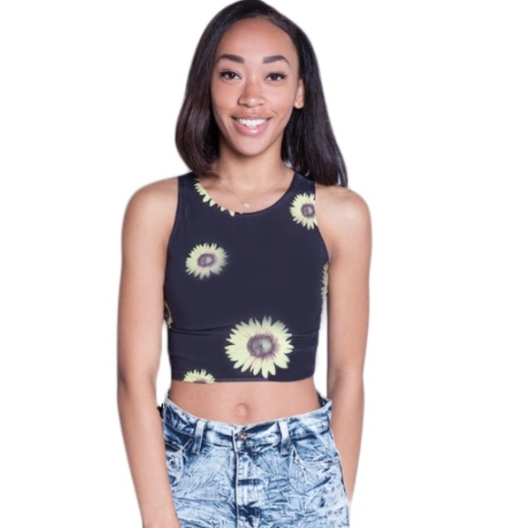 Sunflower printed crop top