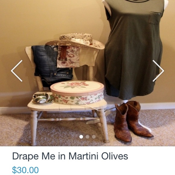 Olive green top with high side slits.