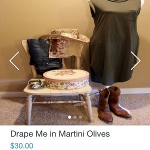 Olive green top with high side slits.