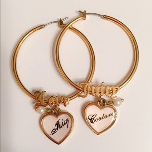Juicy couture heart charm hoop earrings gold tone