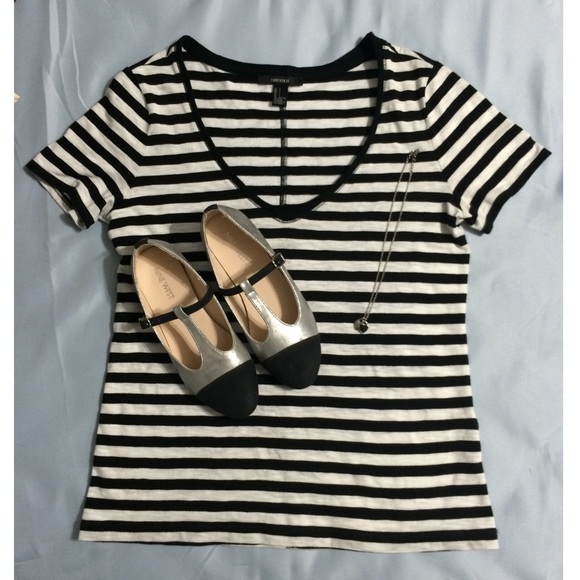 Forever21 Striped V Neck