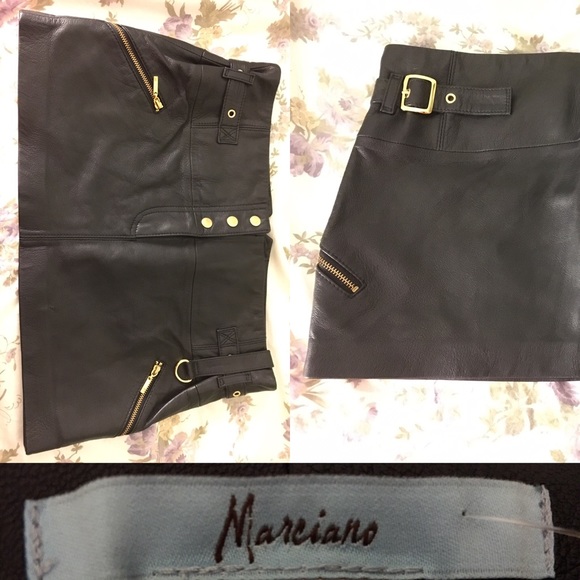 Black Leather Mini Skirt by Marciano