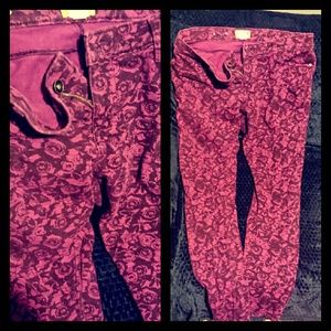 Floral stretch skinny jeans