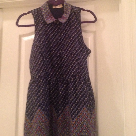 Multi colored patterned sleeveless skater dress