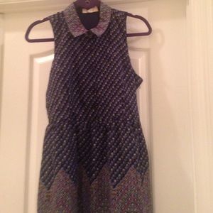 Multi colored patterned sleeveless skater dress