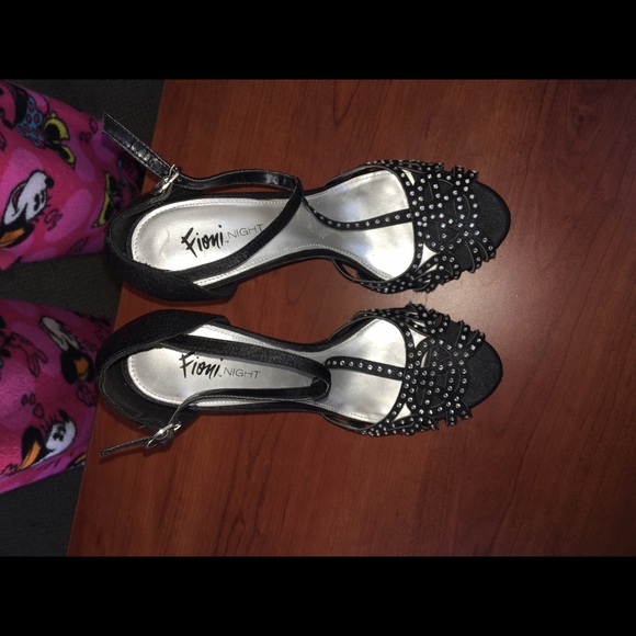 Black rhinestone heels