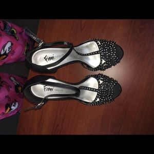 Black rhinestone heels