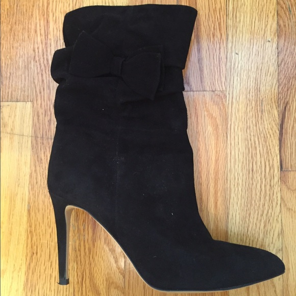 Kate spade suede heeled boots with bow detail