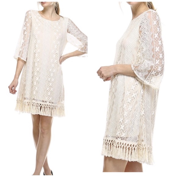 Boho Girly Lace Shift Dress - Picture 2 of 3