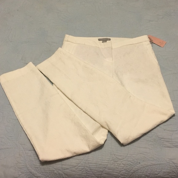 White lace print crop skinnies