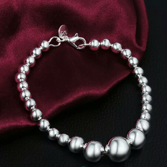 STERLING SILVER.925 Beaded Bracelet -Brand New