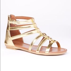 EPIC STEP Gold Multi strap Zip back sandal