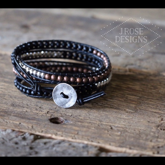 Beaded Leather Wrap Bracelet