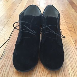 Worn once!  Black velvet booties