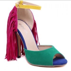 Women's Multi-Colored Fringe Sandal