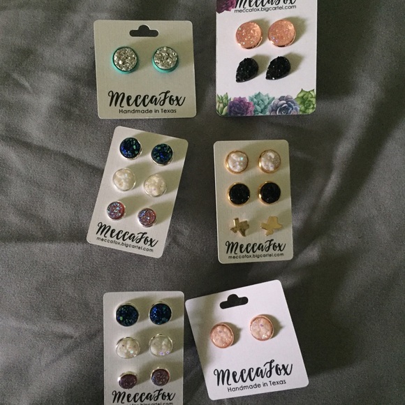 Sets of 3 drusy earrings