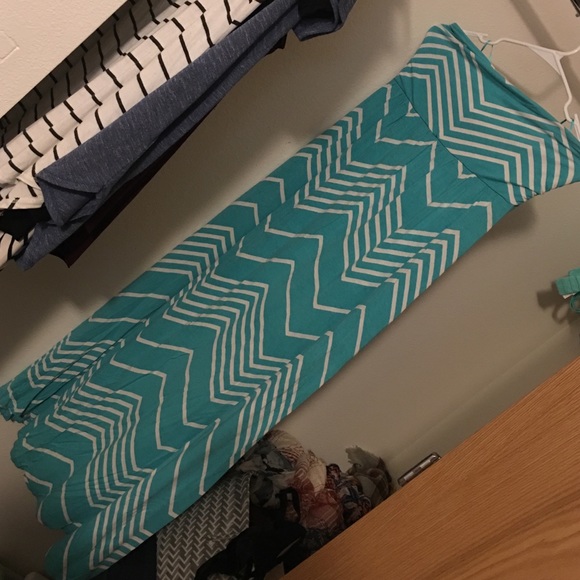 Blue and white maxi dress