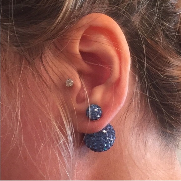 Midway Blue Double Fireball Double Side Earrings - Picture 2 of 4