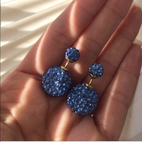 Midway Blue Double Fireball Double Side Earrings - Picture 3 of 4