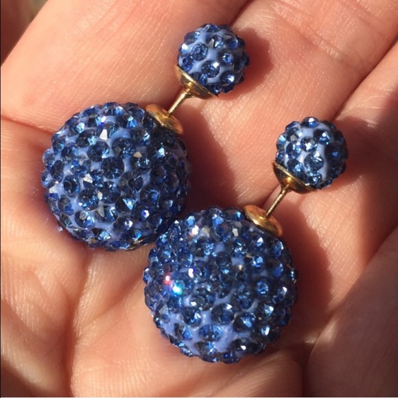 Midway Blue Double Fireball Double Side Earrings - Picture 4 of 4